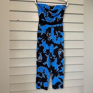 Karina Grimaldi Blue and Black Jumpsuit with Bold Print